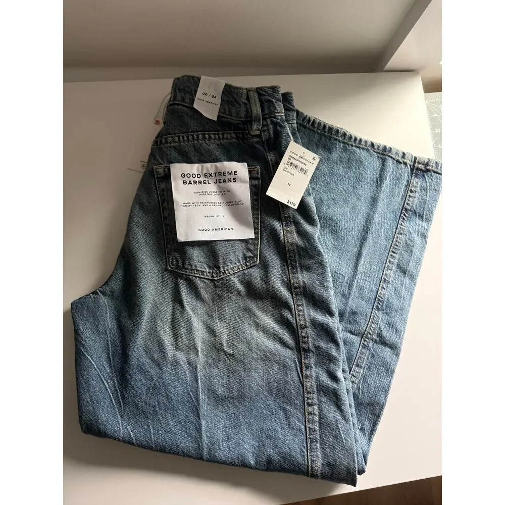 $179 New Good American Good Extreme Barrel Jeans - 00 / 24